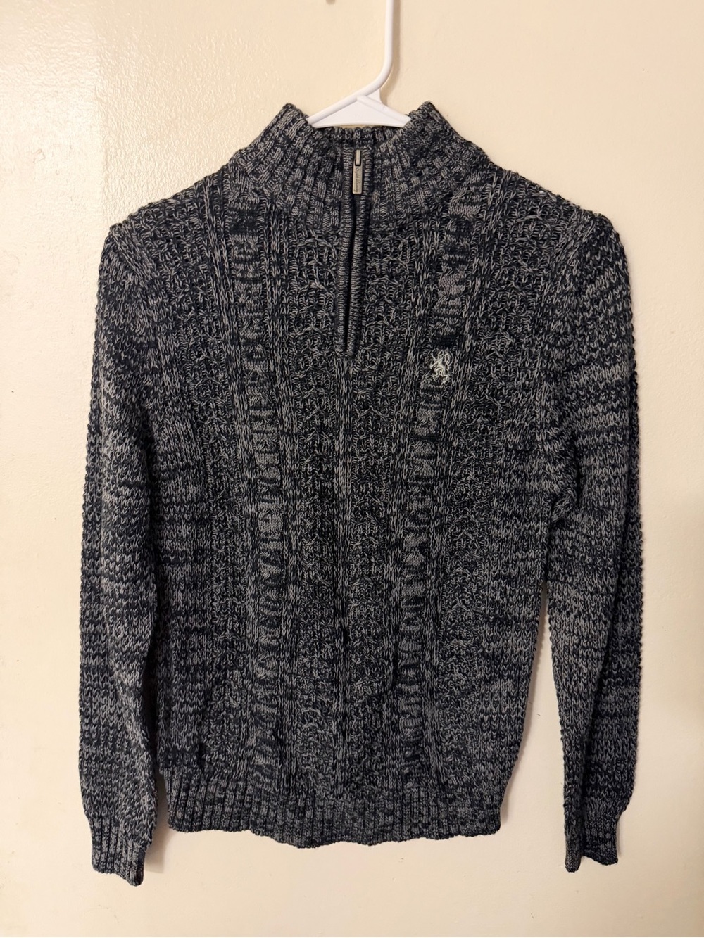 English Laundry Boys Charcoal Marled Half-Zip Cable Sweater